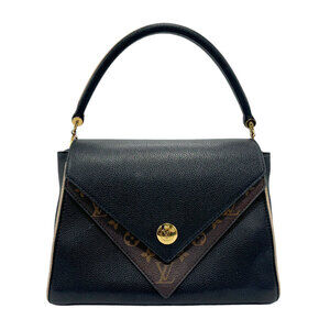 Louis Vuitton Monogram Double V Leather Shoulder Bag Black